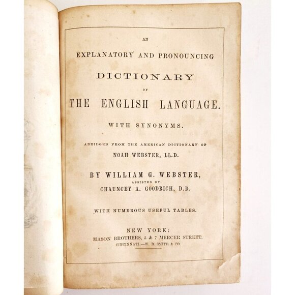 Webster Counting House Family Dictionary 1856 First Edition RARE Victorian HBS - Picture 2 of 8